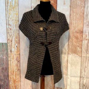 Grey knit wool blend Italian short sleeve sweater